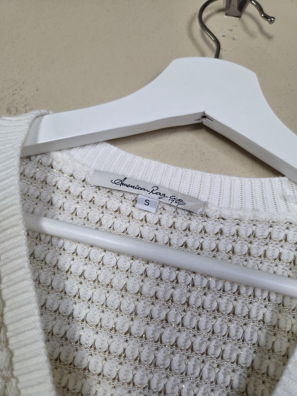 American Rag Off-White Textured V-Neck Button Cardigan - Picture 6 of 8